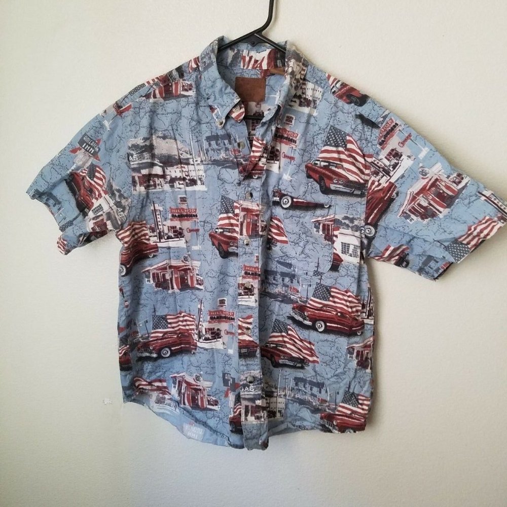 BUCKHORN RIVER Mens Button Front Shirt Short Sleeve MEDIUM